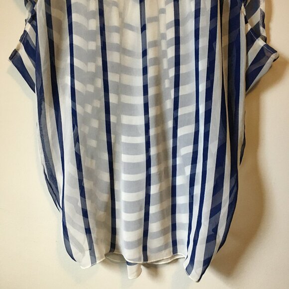 QED London Navy & White Flowing Nightingale Shirt - Picture 7 of 16